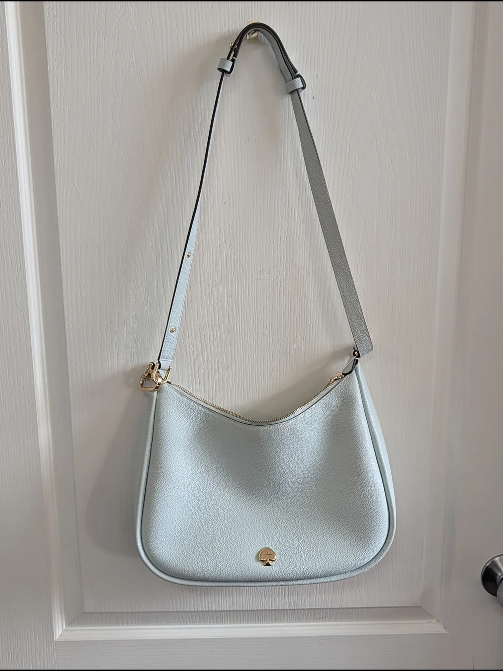 kate spade light blue pebble leather shoulder bag with gold hardware - Picture 1 of 9